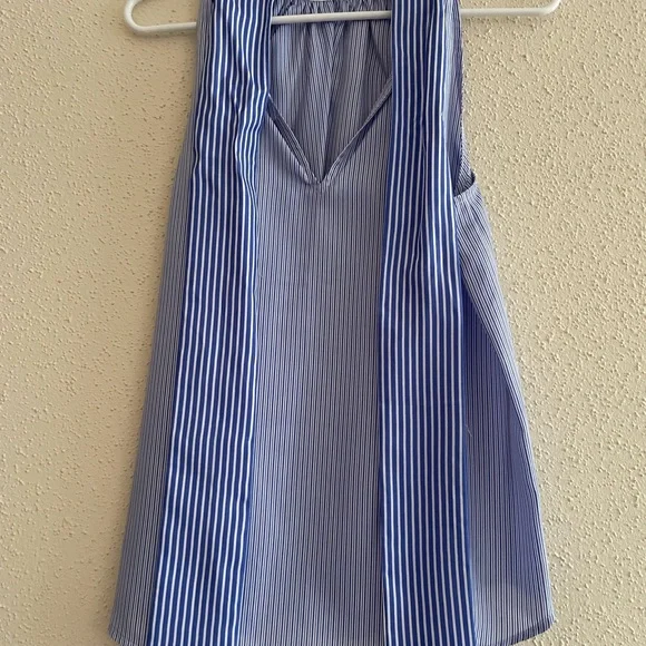 J Crew Women’s Size 6 Blue and White Striped Silk Halter Blouse - Picture 6 of 12